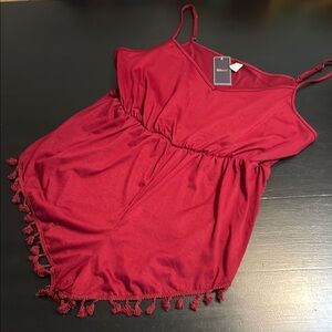 Mulumia Red Sleeveless Romper with Tassels NWT